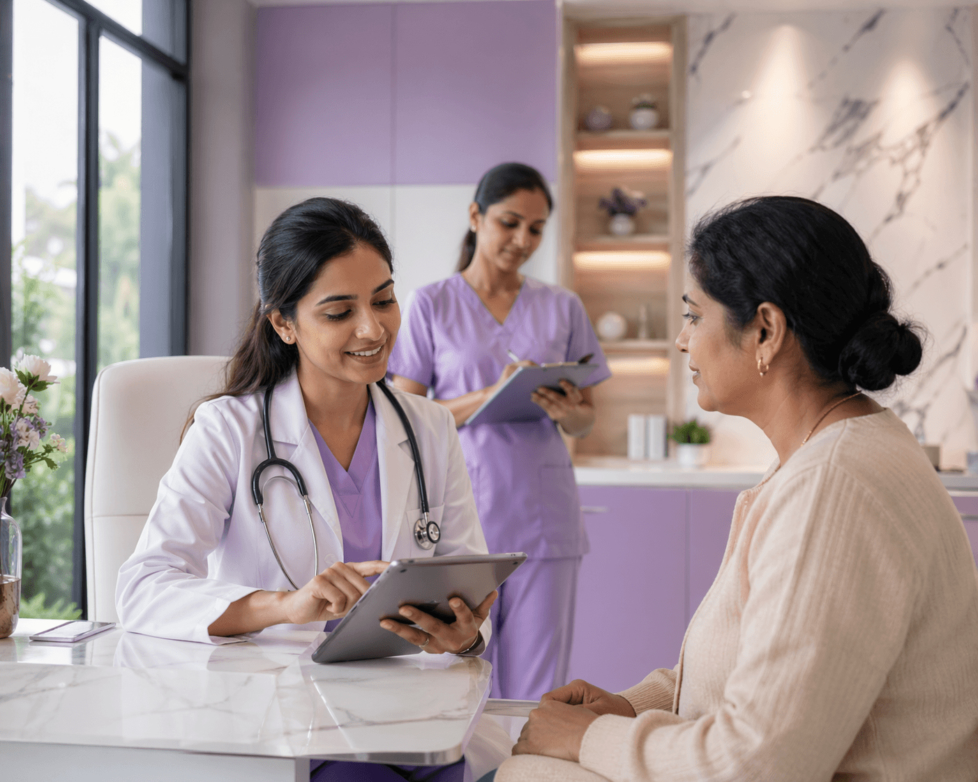 Doctor reviewing health records on a tablet